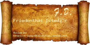 Friedenthal Ditmár névjegykártya